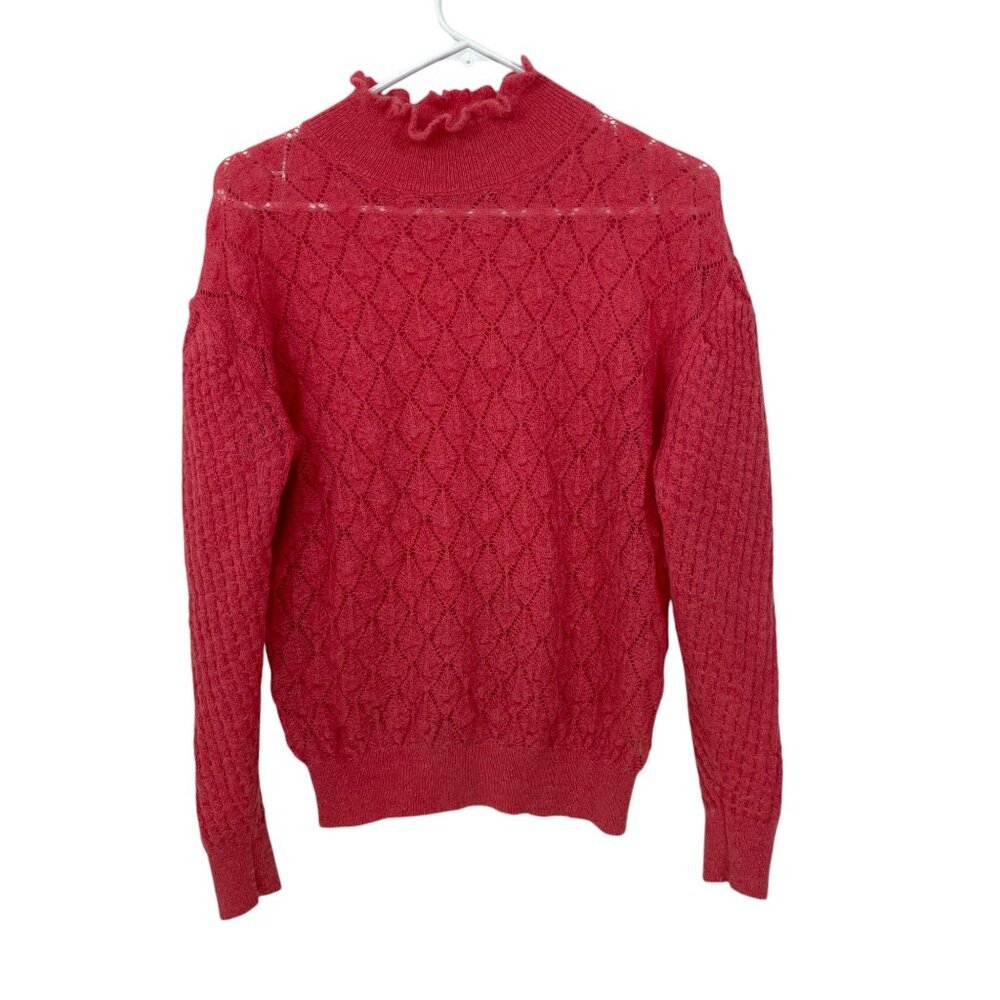 Knitted & Knotted Helga‎ Sweater XS Mock Neck Anthropologie Mohair Wool Crochet